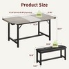 63" Dining Table Set for 4-6, Large Wooden Extendable Kitchen Table Set for 6, Rectangle Kitchen Table Set with 2 Upholstered Benches, Retro Gray - 2 of 4