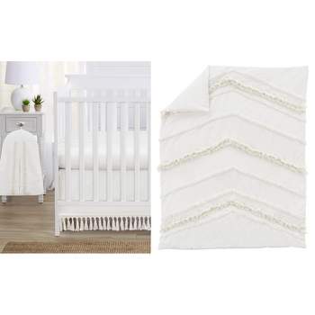 Sweet Jojo Designs Gender Neutral Unisex Baby Crib Bedding Set - Boho Fringe Ivory 5pc