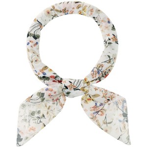 Elerevyo Women's Floral Chiffon Lightweight Skinny Neck Scarf Neckerchief - 1 of 4