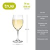 True Stemmed Wine Glasses, Lead-Free Crystal Glassware for Red and White Wine, Dishwasher Safe, Set of 4, 14 Oz, Clear - 3 of 4