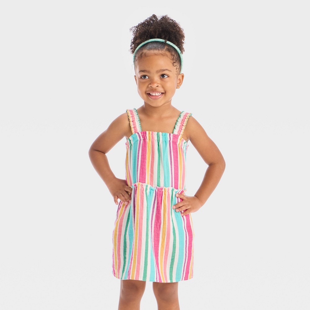 Toddler Girls' Multi Striped Tank Gauze Dress - Cat & Jack™ 4T