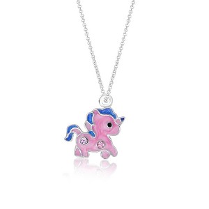 Chanteur Hypoallergenic Kids Jewelry Accessories Unicorn Pink Crystal White Gold Palladium Plating Necklace Pendant - 1 of 1