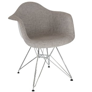 LeisureMod Willow Fabric Accent Chair with Chrome Legs - Eiffel Design - 1 of 4