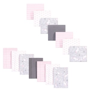 Hudson Baby Infant Girl Cotton Flannel Burp Cloths and Receiving Blankets, 14-Piece, Whimsical Unicorn, One Size - 1 of 1