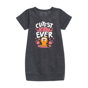 - Garfield - Cutest Kitty Ever Graphic Short Sleeve Fleece Dress - 1 of 3
