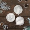 Northlight 3ct White and Silver Beaded Shatterproof Glittered Christmas Ball Ornaments 3" (76mm) - 2 of 4