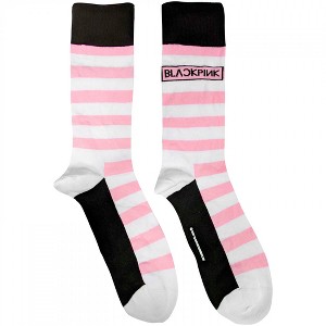 Womens K-Pop BlackPink Stripes and Logo Crew Socks - 1 of 3