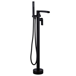 WOWOW Single Handle Freestanding Tub Faucet with Hand Shower in Brushed Gold - 1 of 4