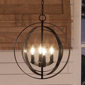 Urban Ambiance Luxury Luxe Industrial Chandelier,  18-3/8"H x 16"W,  Olde Bronze Finish, UHP2324 - 1 of 4