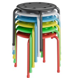 VECELO Stackable Stools for Classroom, 11.8" Height Plastic Portable Stacking Stool Chairs with Non-Slip Foot Mats for School, Set of 6/8 - 1 of 4