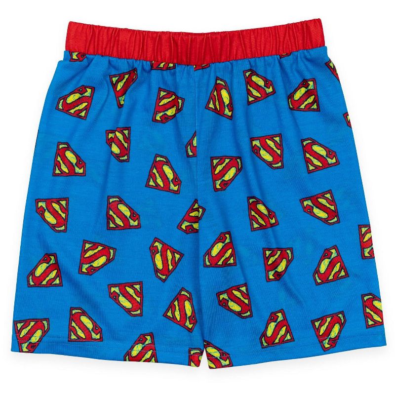 DC Comics Justice League Superman Cosplay Pajama Shirts and Shorts Blue/Red/White , 4 of 8