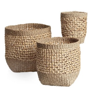 texxture Set of 3 Palomar Woven Baskets, Water Hyacinth Seagrass Nesting Organizer Bins for Laundry, Blankets, Home Décor, Decorative Display, Natural - 1 of 4