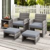 Tangkula 2 Pieces Patio PE Rattan Ottomans with Soft Zippered Cushions for Deck Frame - 4 of 4