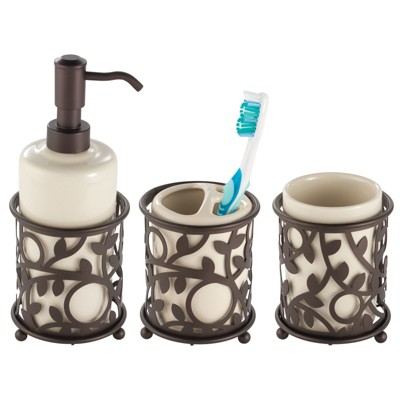 Creative Scents Polar White 3 Pcs Bathroom Set - Features: Soap Dispenser, Toothbrush  Holder, And Soap Dish : Target