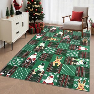 Modern Christmas Decorations Indoor Geometric Soft Non-Shedding Floor Mat Washable Low Pile - 1 of 4