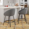 Sapphtopaz Modern Bar Stools Set of 2 with Mid-Back & Armrest Upholstered Counter Height Stools with Metal Legs & Footrest for Kitchen Island - 3 of 4