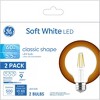 GE 2pk 60W G25 LED Globe Light Bulbs Soft White GCSWC: Dimmable, 5.5W, 500 Lumens, E26 Base, 2700K, 9.1-Year Life - 4 of 4