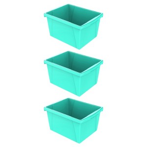 Storex 4 Gallon Storage Bin, Teal, Pack of 3 - 1 of 1