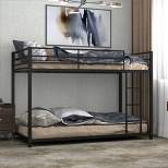 Costway Twin Over Twin Bunk Bed Metal Platform Bed Frame W/ Guard Rails & Side Ladder