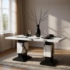 HomeRoots 82" Black and White Faux Marble and Wood Double Pedestal Base Dining Table - 2 of 4