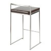 LumiSource Set of 3 Fuji Stacker Counter Height Barstools Stainless Steel/Brown - 4 of 4