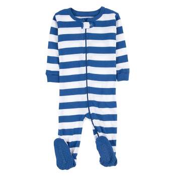 Leveret Kids Footed Boys Striped Cotton Pajamas
