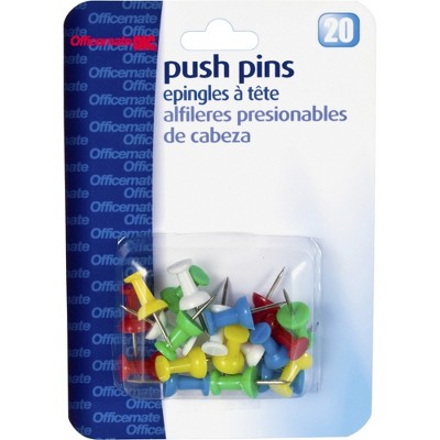 Officemate Pushpins Plastic Assorted Colors Head 1/2" L 92600
