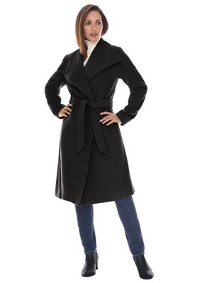 Jessica London Women’s Plus Size Belted Wool-blend Coat, 26 W - Black ...