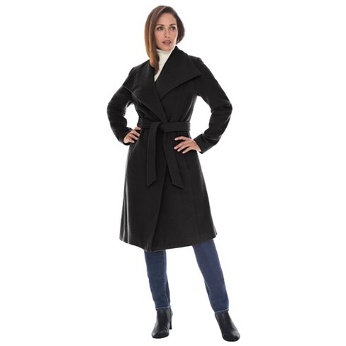 Roaman's Women's Plus Size Long Wool-blend Coat, 34 W - Navy : Target