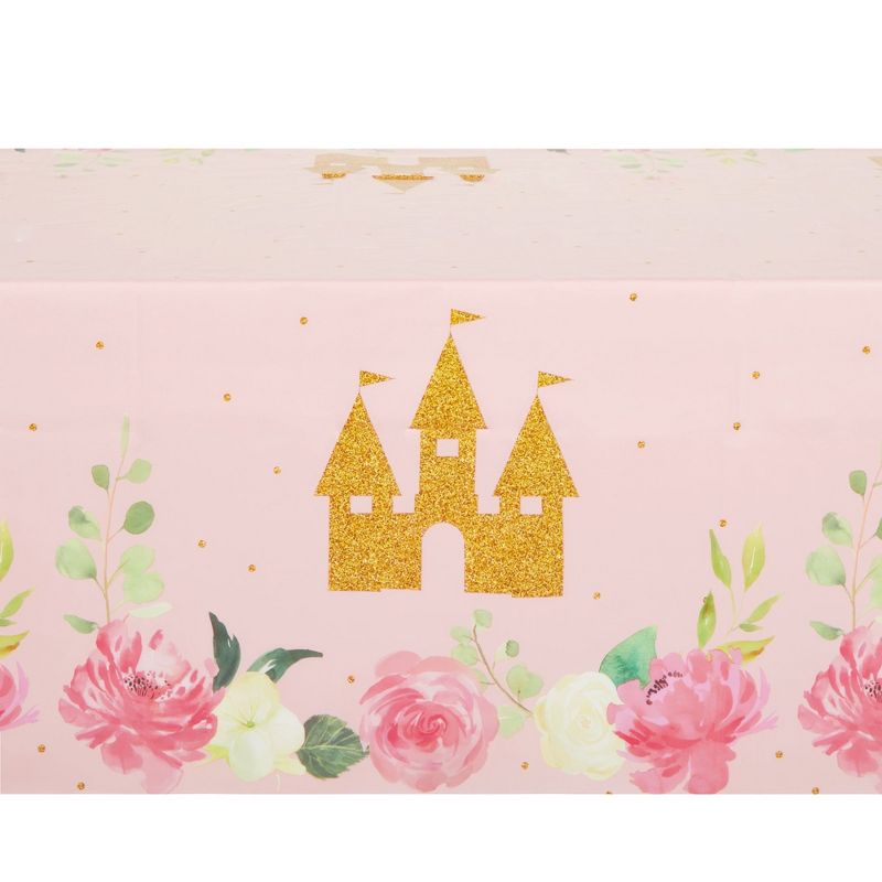 Blue Panda 3-Pack Princess Castle Birthday Party Disposable Plastic Table Cover Tablecloth 54"x108", 3 of 7