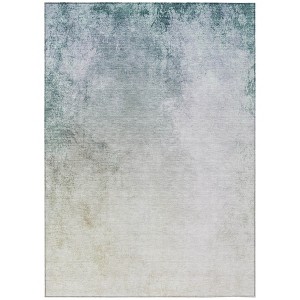 Beige Sky Blue And Teal Blue Ombre Washable Indoor Outdoor Area Rug - 1 of 4
