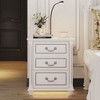 Vlsrka Farmhouse Nightstand with Hidden Compartment, 3 Drawers, LED Light, Motion Sensor & Charging Station - 3 of 4