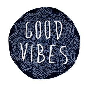 Round Good Vibes Throw Blanket Navy - Décor Therapy, Blue