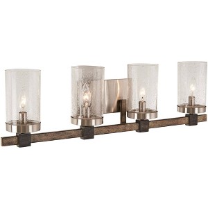 Minka Lavery Industrial Wall Light Brushed Nickel Hardwired 31" 4-Light Fixture Clear Seeded Glass Shade for Bathroom Living Room - 1 of 3