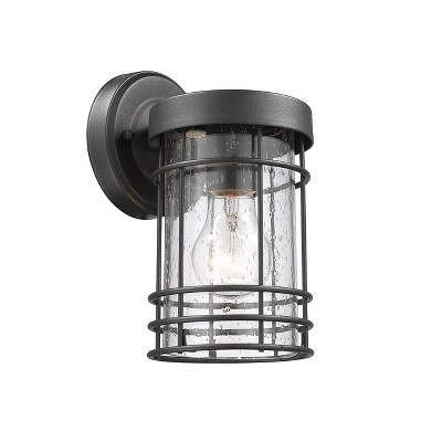 Chloe Lighting Jefferson Transitional 1 Light Textured Black Outdoor Wall Sconce 9"Tall