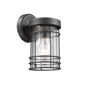 Chloe Lighting Jefferson Transitional 1 Light Textured Black Outdoor Wall Sconce 9"Tall - 1 of 2