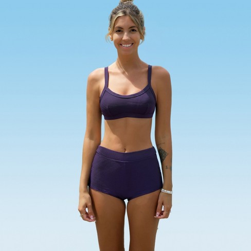 TEXTURED BANDEAU TOP - PURPLE - COS