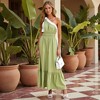 Knit & Lounge Women’s One Shoulder Maxi Dress Pleated Strap Elastic Waist Tiered Hem Soft Flowy Resort Style - 2 of 4