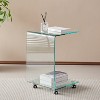 Vynxaria Series 18 in. Transparent C-Shaped Tempered Glass End Table with Multi-Purpose Design - 2 of 4