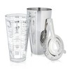 True 3-Piece Barware Set with 7 Cocktail Recipes and Measurements Printed on Mixing Glass, Glass and Stainless Steel, Multicolor - 4 of 4