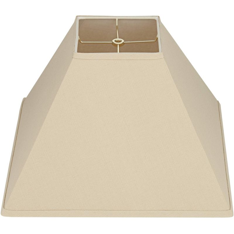 Brentwood Beige Linen Medium Square Lamp Shade 6" Top x 16" Bottom x 12" Slant x 10" High (Spider) Replacement with Harp and Finial, 6 of 10