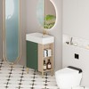 ChicFurnit Bathroom Vanities 21.6 Inch Open Shelf Vanity with Right Side Storage and Sink for Bathroom, Green, 21.6"*12.2"*33.86" - 2 of 4