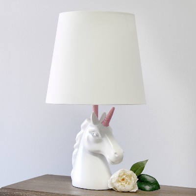 Sparkling Pink and White Unicorn Table Lamp for Kids