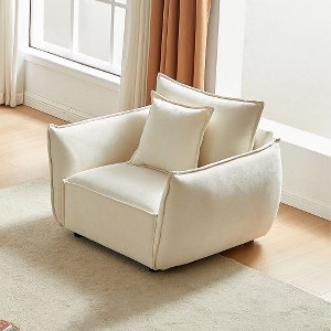 Kumasinova 88" Modern Chenille Sleeper Sofa with Sturdy Wood Frame & 2 Matching Pillows, Wide Living Room 3-Seater Sofa, Thickly Padded Seat - 1 of 4