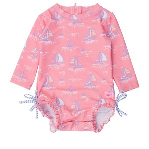RuffleButts Baby/Toddler Girls UPF50+ Long Sleeve One Piece Rash Guard - 1 of 4