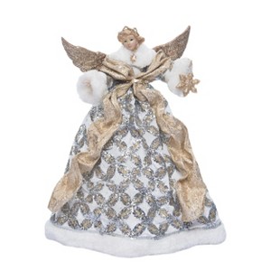 Season's Designs 16" Champagne and White Standing Angel Figurine with Gold Wings Christmas Decor for Indoor Use, Perfect for Mantel or Tabletop - 1 of 1