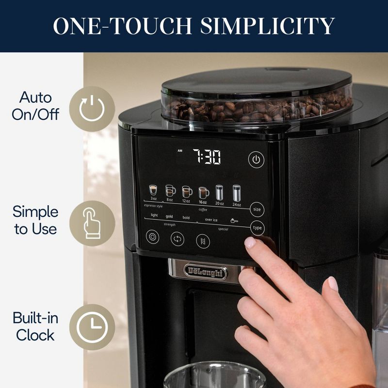 De&#39;Longhi TrueBrew Automatic Coffee Maker with Bean Extract Technology - Black Matte, 4 of 18