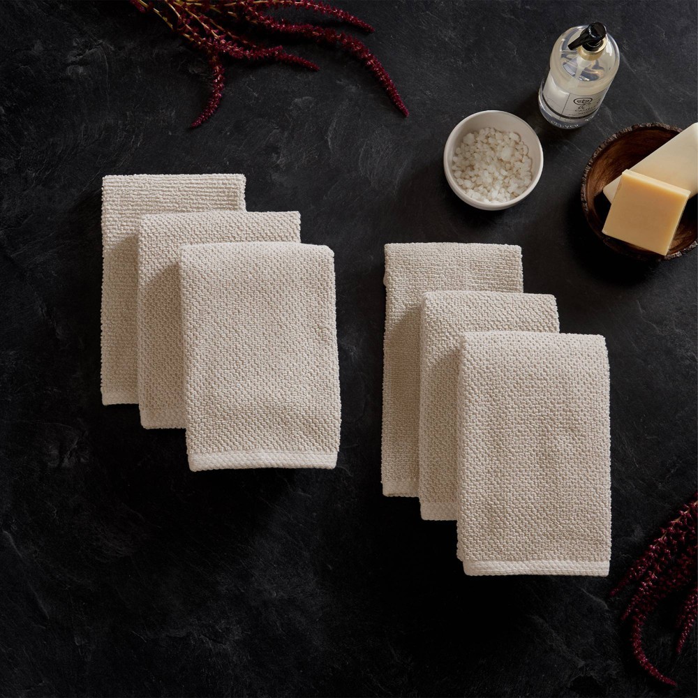 Photos - Towel 6pc Cotton Popcorn Textured Bath Hand  Set Taupe - Isla Jade