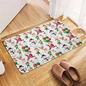 Christmas Deer Santa Claus Snowmen Bathroom Rugs Winter Bath Mat Absorbent Non Slip Bathroom Mat Christmas Soft Floor Carpet 16x20 Inches - 1 of 1