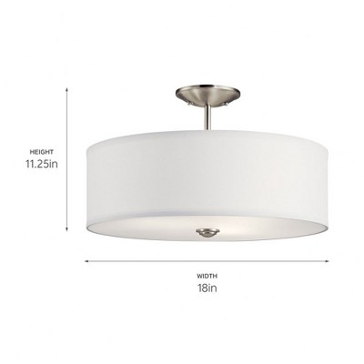 Shailene 18" Brushed Nickel Semi-Flush Mount Light with Satin Etched Shade